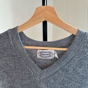Vintage Heritage USA Made Gray Knit Acrylic Preppy Academia Sweater Vest Mens XL